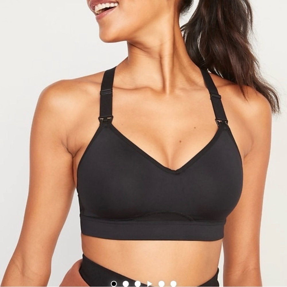 Old Navy Maternity High Support Nursing Sports Bra Black Jack Size 38 DD